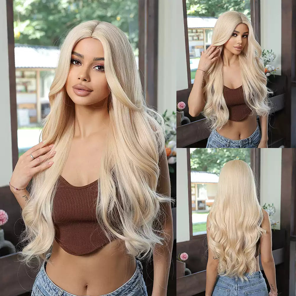 Peruka Efekt Naturalny Blond Falowana Długa