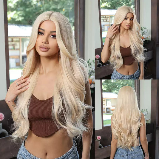 Peruka Efekt Naturalny Blond Falowana Długa