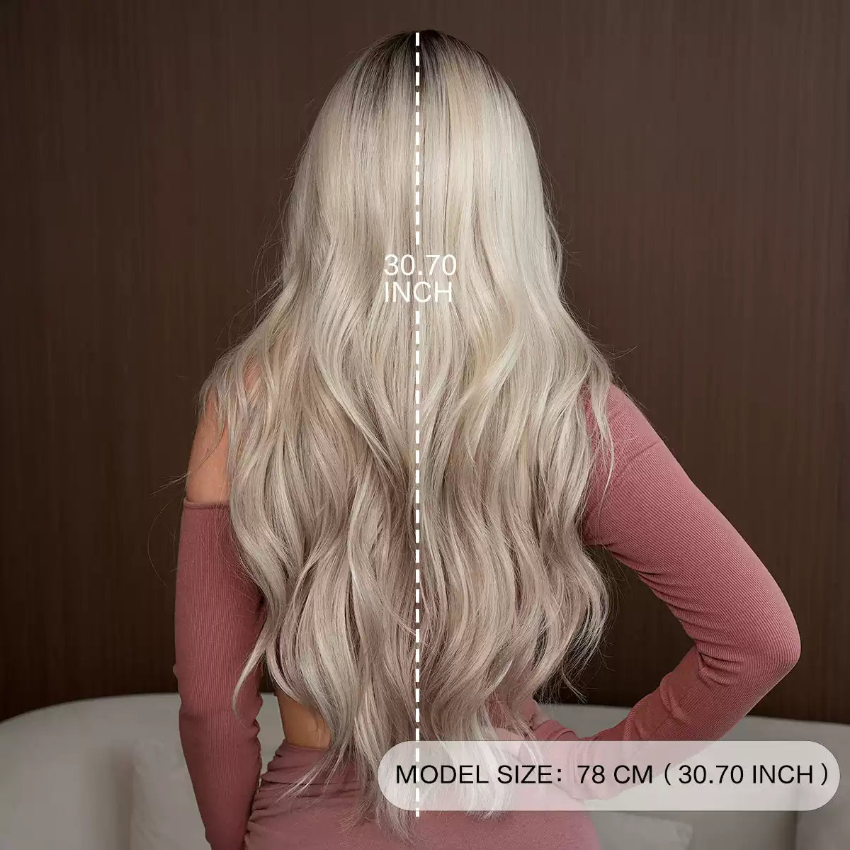 Peruka Efekt Naturalny Blond Cieniowany Falowana Długa