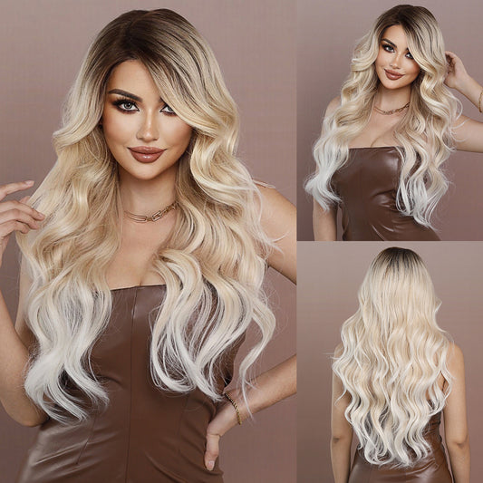 Peruka Efekt Naturalny Blond Ombre Falowana Długa
