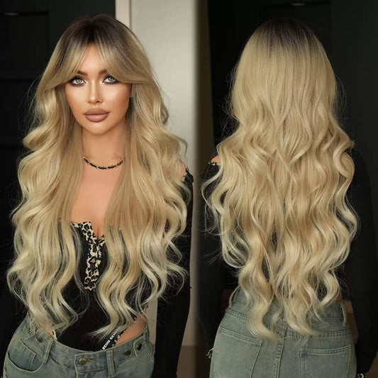 Peruka Efekt Naturalny Ombre Blond Falowana